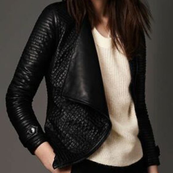 Burberry Jackets & Blazers - BURBERRY LEATHER STRIPS MOTO JACKET